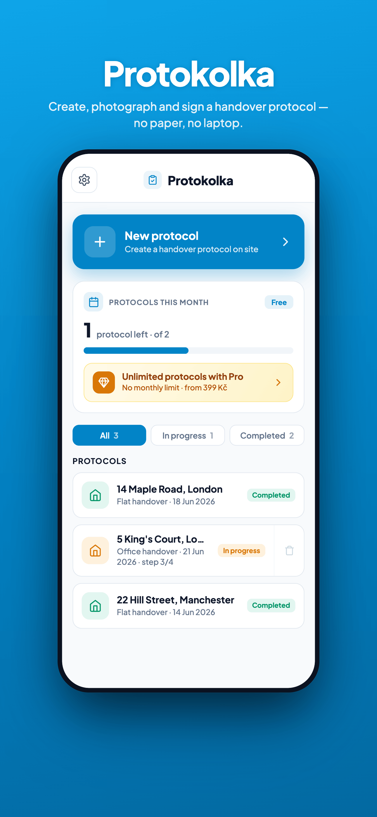 Protokolka — list of reports